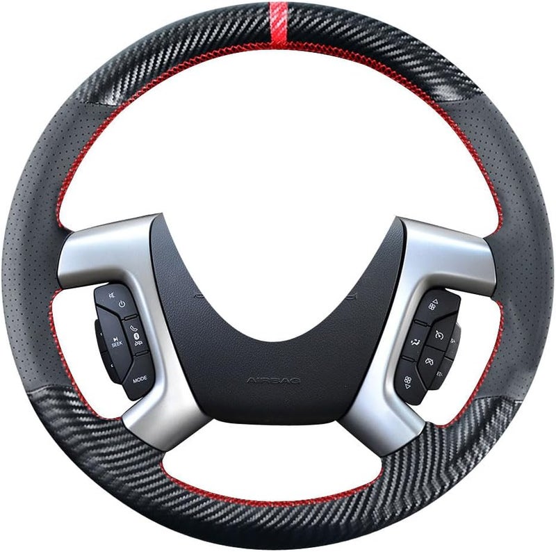 Kivnto DIY Stitching Carbon Fiber Steering Wheel Cover for Chevrolet Models - 15 Inches - Image 1