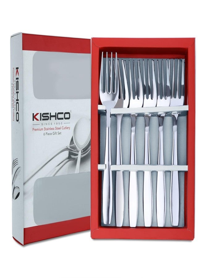 KISHCO شوكة حلوى من الفولاذ المقاوم للصدأ من كيشكو كريسنت - عبوة من 6 قطع - Image 3