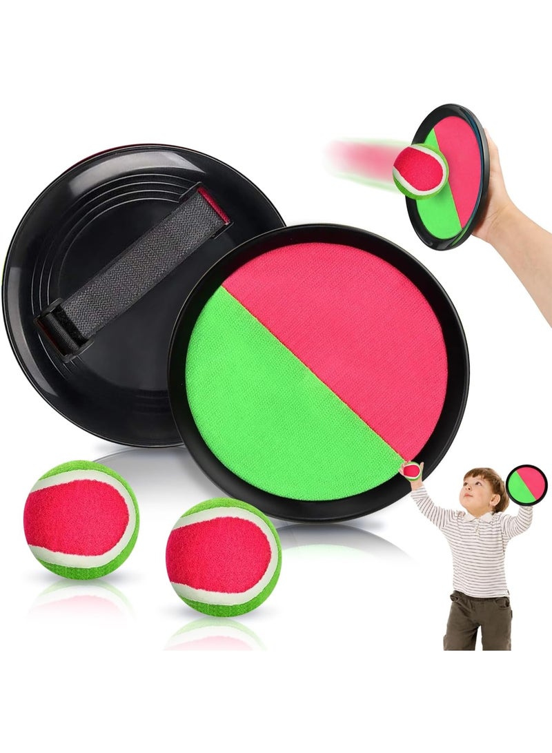 QSHOP Ball Throw and Catch Set, Self-Adhesive Catch Disc and Throw Ball Perfect for Indoor or Outdoor Play, Interactive Sports and Beach, Plastic, Multicolor  - Image 1