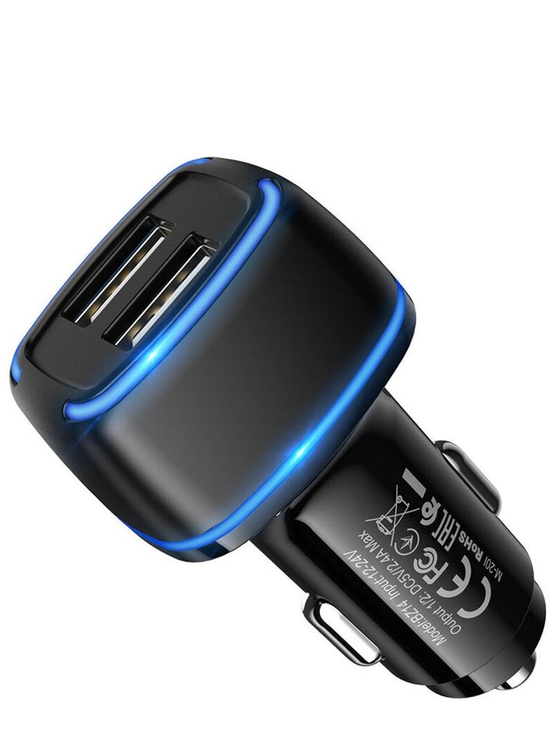 Hoco BOROFONE BZ14 2.4A DUAL USB PORT CAR CHARGER WITH LED INDICATOR FOR SAMSUNG GALAXY NOTE S20 ULTRA HUAWEI MATE40 ONEPLUS 8 PRO FOR IPHONE 12 PRO MAX  - Image 2