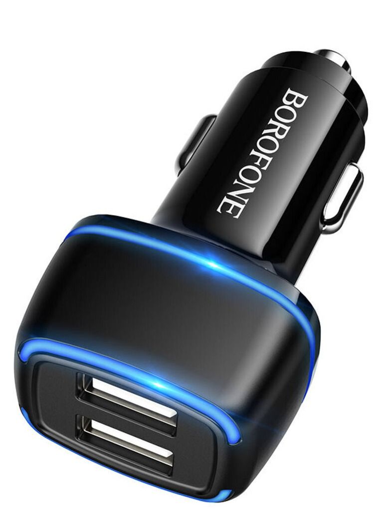 Hoco BOROFONE BZ14 2.4A DUAL USB PORT CAR CHARGER WITH LED INDICATOR FOR SAMSUNG GALAXY NOTE S20 ULTRA HUAWEI MATE40 ONEPLUS 8 PRO FOR IPHONE 12 PRO MAX  - Image 1