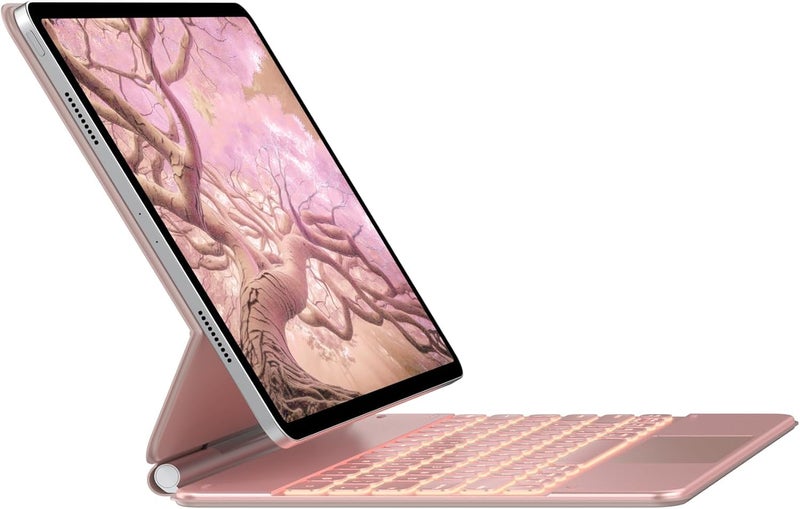 typecase Edge for iPad Air 13 (M4/M3/M2, 2026/2025/2024) & Pro 12.9 (6th/5th/4th/3rd Gen) with 11-Color Backlit & Precision Trackpad, Magic Floating Keyboard (NOT FIT to Pro 13 (M5/M4) -Rose Gold'26 - Image 1