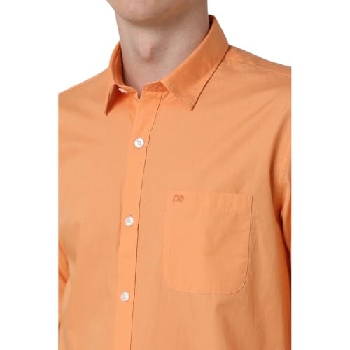 Peter England Men's Classic Slim Fit Full Sleeve Oxford Shirt | 100% Cotton Orange, 39 - Image 4