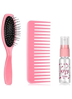 3 Pieces Doll Wig Brush Set with Spray Bottle, Comb and Styling Accessories for 18 Inch Dolls(Light Pink)