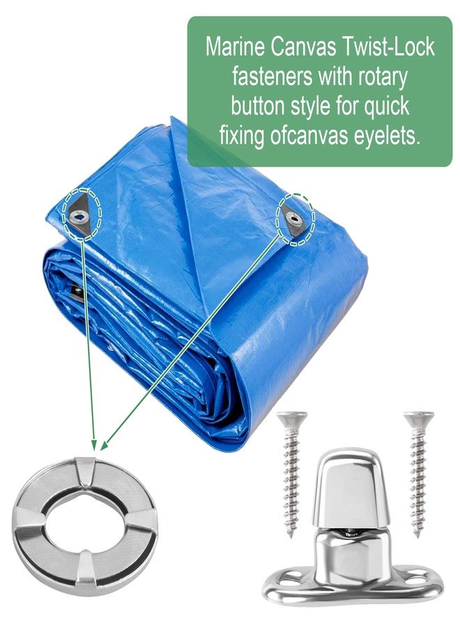 Mxxipp 15 Set Marine Grade Twist Lock Fasteners, Rustproof Turn Button Eyelet & Stud & Mounting Screws, Zinc Alloy Canvas Quarter Turn Fasteners for Boats - Image 3