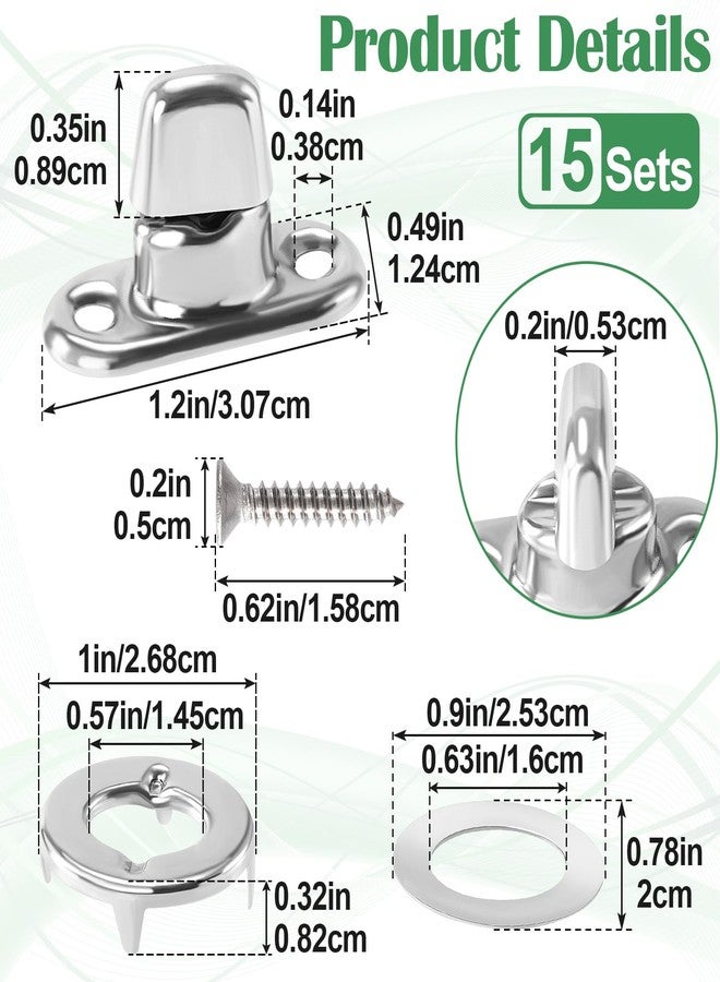 Mxxipp 15 Set Marine Grade Twist Lock Fasteners, Rustproof Turn Button Eyelet & Stud & Mounting Screws, Zinc Alloy Canvas Quarter Turn Fasteners for Boats - Image 2