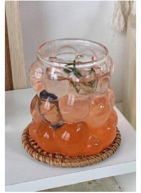 Bubbles mug, 350 ml, clear glass for drinking juices, Nescafe, and ice coffee, 4 pieces