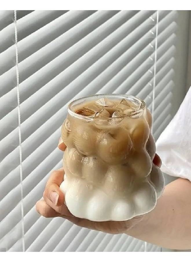 Generic - Bubbles mug, 350 ml, clear glass for drinking juices, Nescafe, and ice coffee, 4 pieces - Image 1