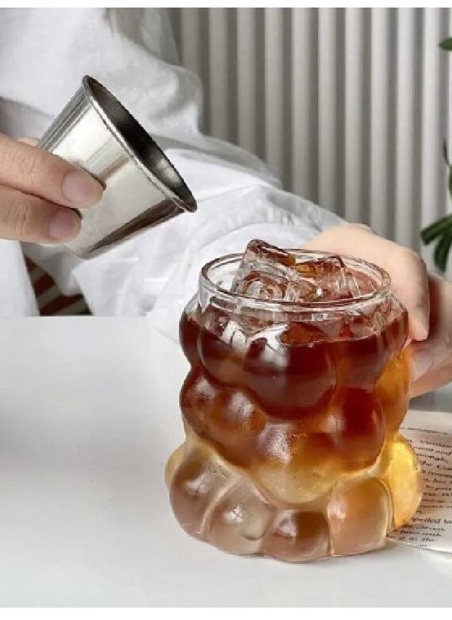 Generic - Bubbles mug, 350 ml, clear glass for drinking juices, Nescafe, and ice coffee, 4 pieces - Image 1