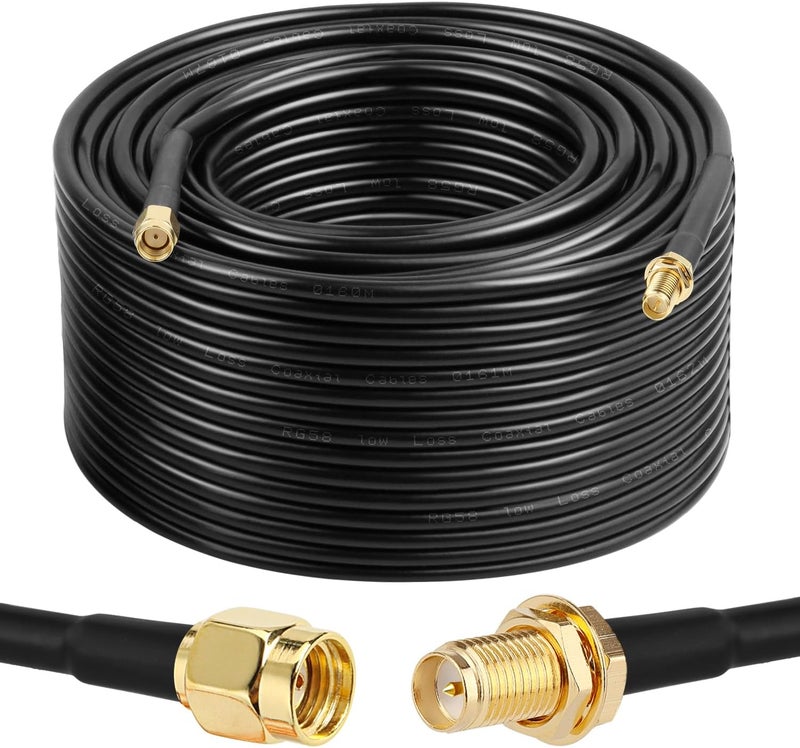 XRDS -RF XRDS - RF RP-SMA Male to RP-SMA Female Coax Cable 150FT, RG58 WiFi Antenna Extension Coax Cable for WiFi LAN Router Wireless Network Card Adapter - Image 1