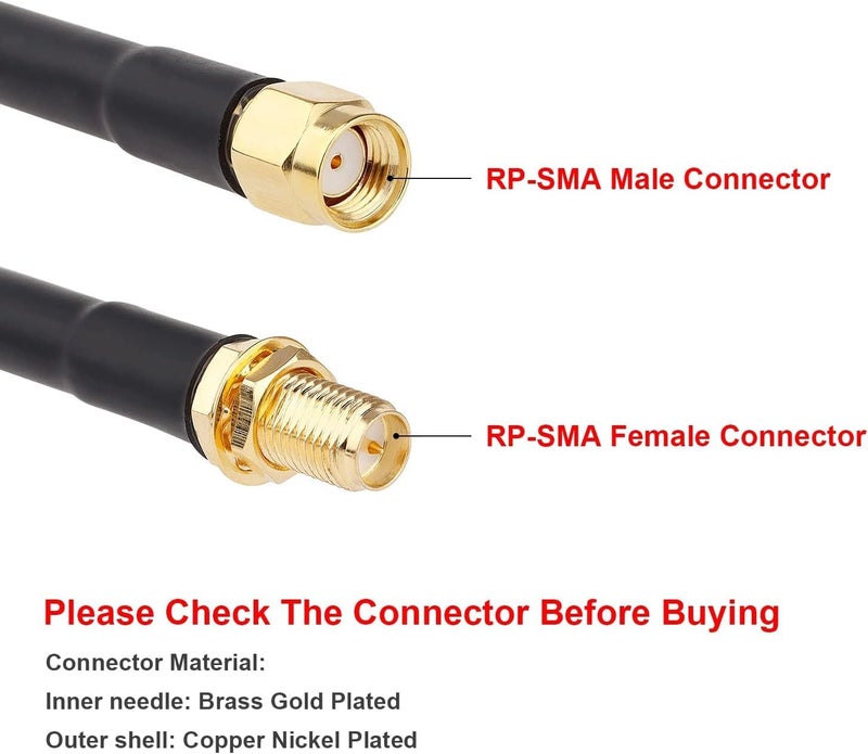 XRDS -RF XRDS - RF RP-SMA Male to RP-SMA Female Coax Cable 150FT, RG58 WiFi Antenna Extension Coax Cable for WiFi LAN Router Wireless Network Card Adapter - Image 2