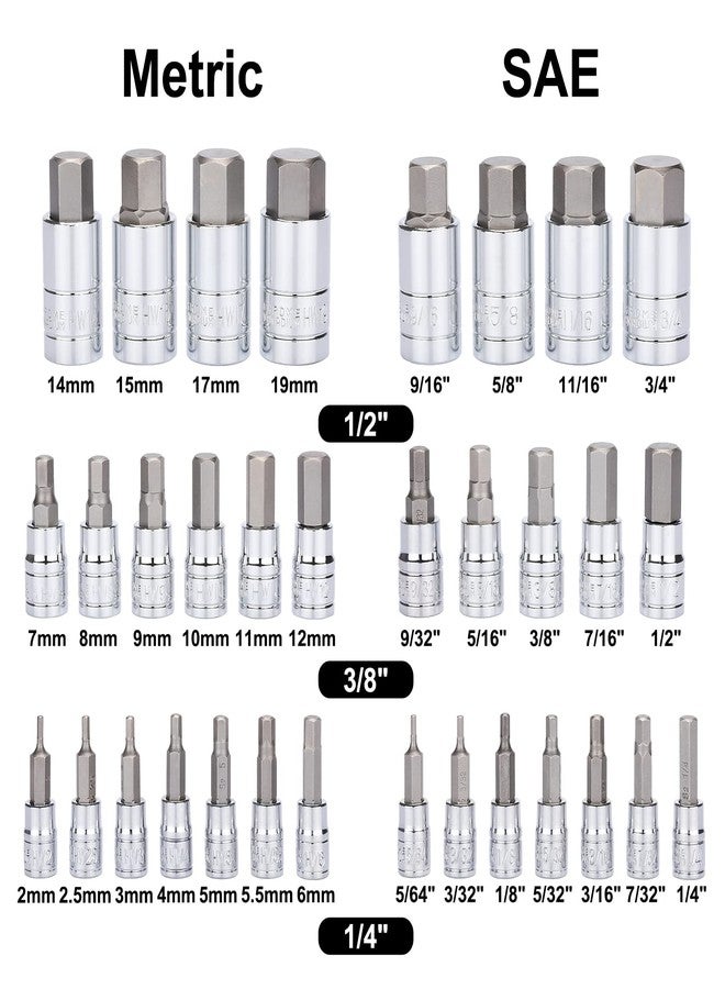 Mayouko 33PCS Master Hex Allen Bit Socket Set, S2 & Cr-V Steel, SAE and Metric, 5/64-Inch to 3/4-Inch, 2mm to 19mm - Image 2