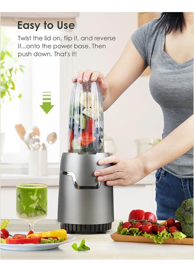 Bolivia's Countertop Blender Smoothie Maker, 1100W 27000RPM Multifunctional Personal Size Juice Blender, Juicer Blender 10-Piece Set with 2 * 800ML To-Go Cups 300 ML Grinding Cup Stainless Steel Blades, Mini Sports Mixer and Grinder Combo for Kitchen Smoothies Fresh Fruit Shakes - Image 3