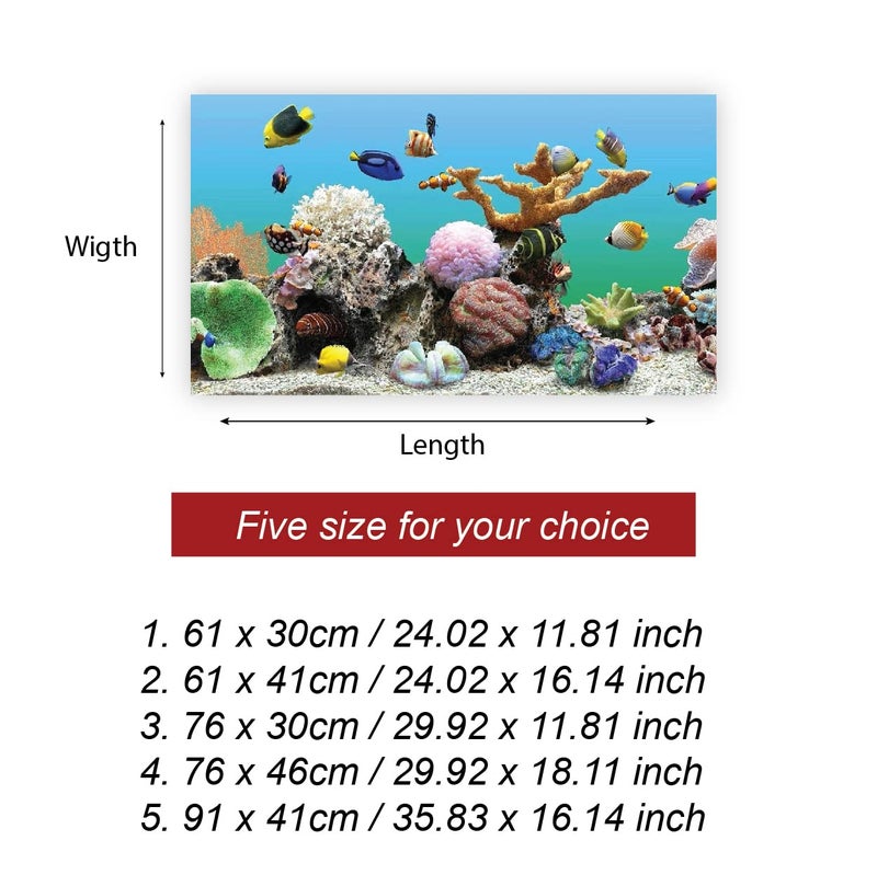 VVWV Fish Tank Background Stickers Acquarium Waterproof Vinyl Printed Multicolored Sticker (91 X 41 CMS) - Image 2