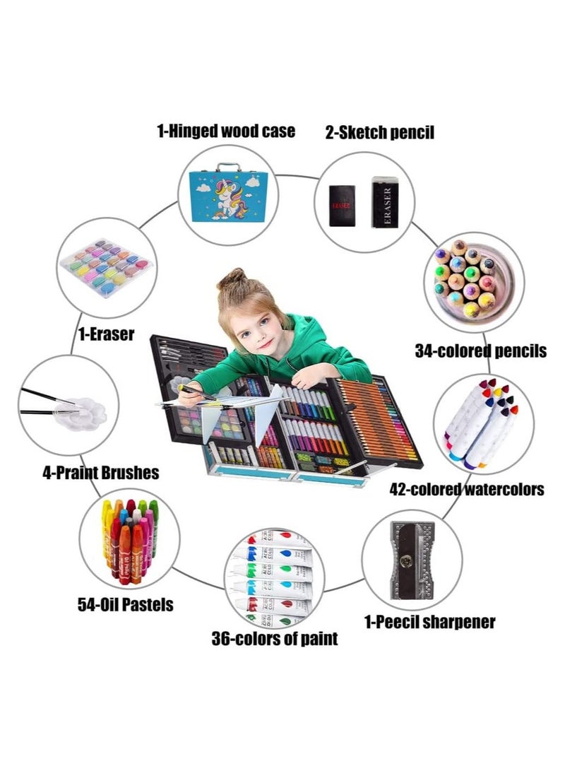 مجموعة سويفت الفنية المكونة من 145 قطعة مع صندوق محمول، مجموعة رسم للفنانين المحترفين للأطفال والمراهقين والكبار بما في ذلك أقلام الرصاص الملونة والدهانات المائية والألوان الزيتية... - Image 5