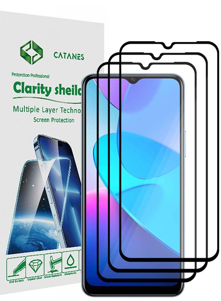 CATANES 3 Pack For Vivo Y11s Screen Protector Tempered Glass Full Glue Back - Image 1