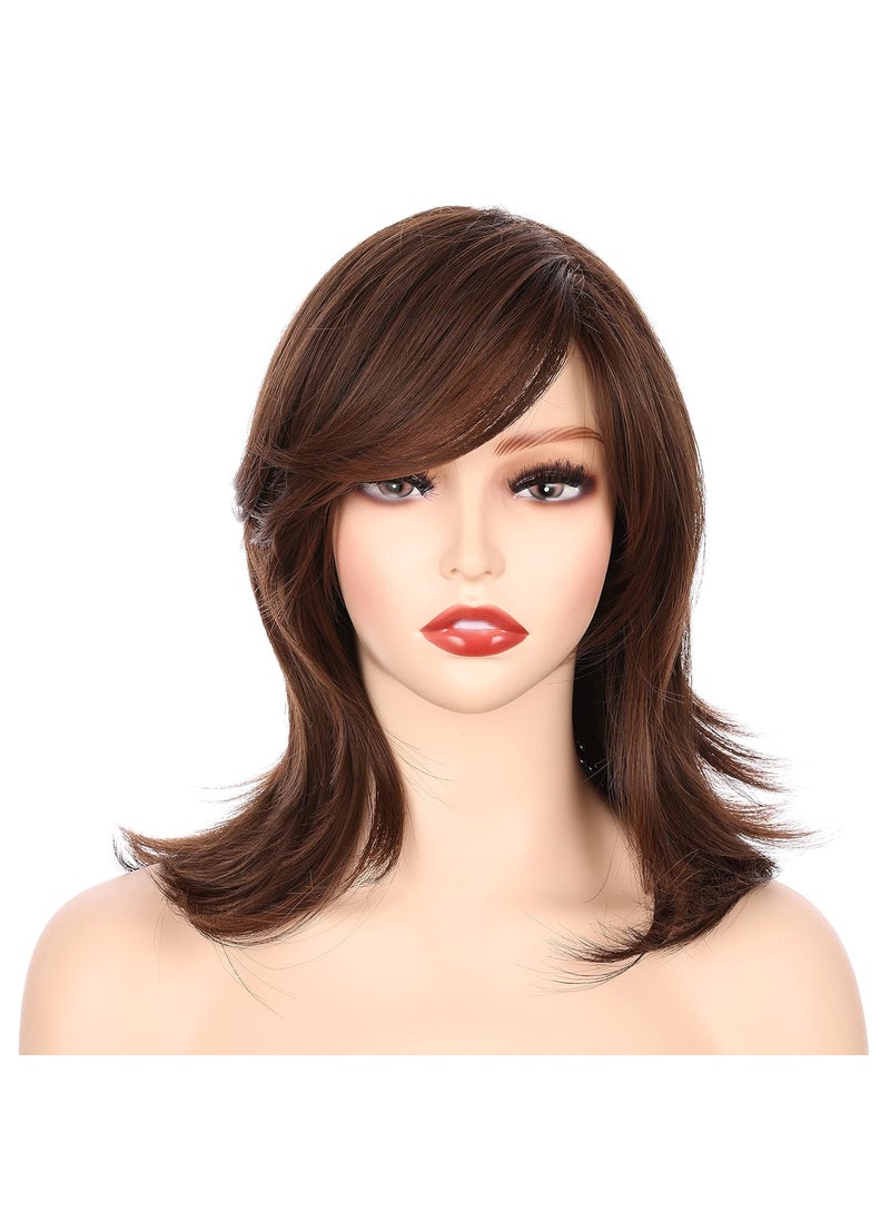 OneDor Onedor 14" Women Long Wig Synthetic Full Head Highlights Hairpiece with Fringe for Women (8H12) 