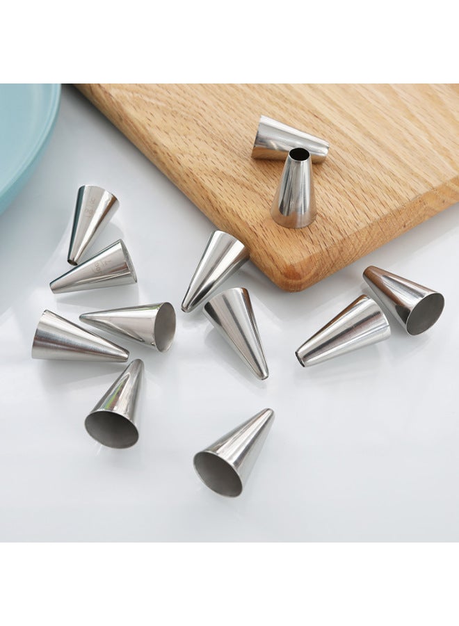 Korean Style 14 Small Size Round Hole Writing Stroke Stainless Steel Pastry Nozzle Integrated 304 Material Baking Tool-Color:Silver-Specifications:2