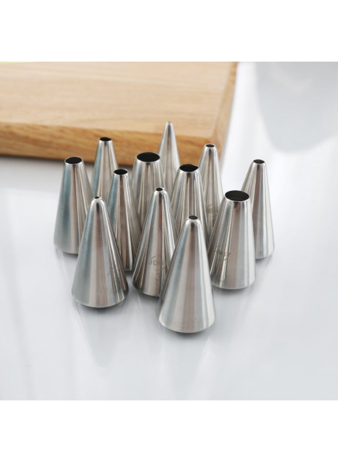 Korean Style 14 Small Size Round Hole Writing Stroke Stainless Steel Pastry Nozzle Integrated 304 Material Baking Tool-Color:Silver-Specifications:2