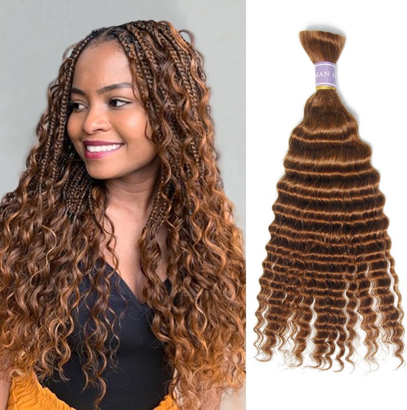 20 Inch Human Hair For Braiding Hair Bulk Braid Extensions Deep Wave Boho Human Braiding Hair No Weft Micro Braiding Human Hair 100g 30
