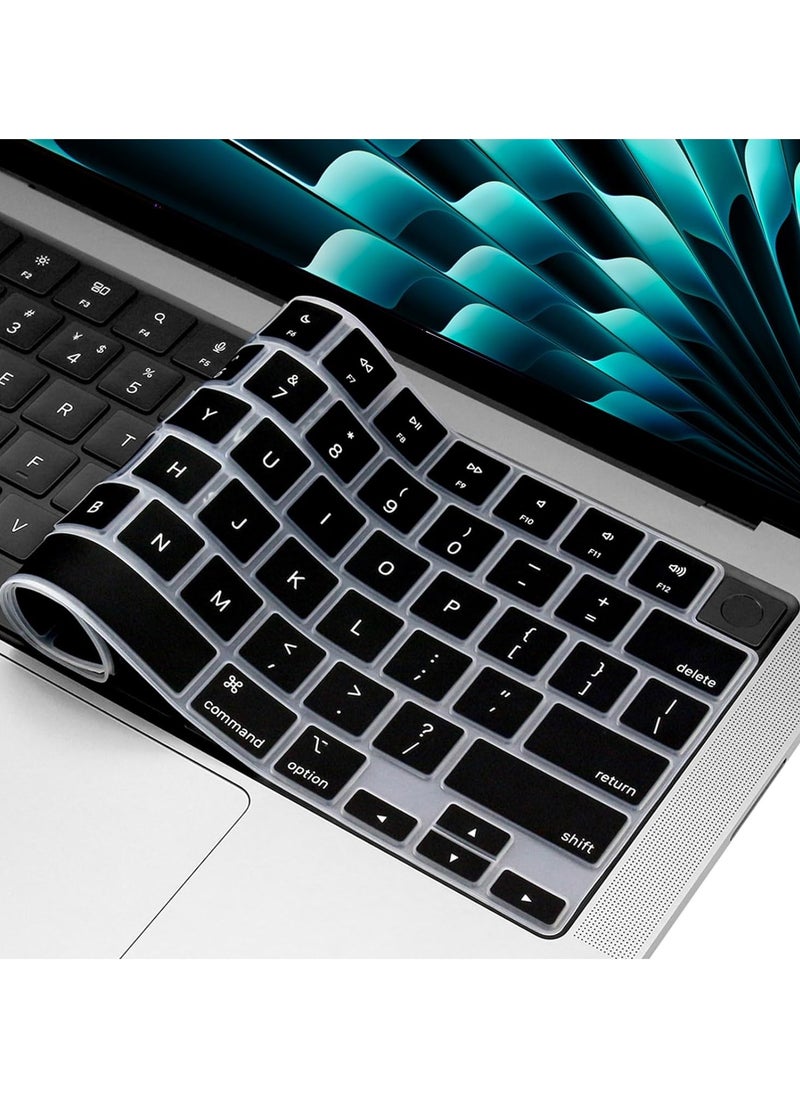 Generic Premium Keyboard Cover Skin Ultra Thin for MacBook Air 15" M4 M3 M2 (A3241/A3114/ A2941), Air 13.6"M4 M3 M2 (A3240/A3113/ A2681) 2024-2021, Pro 14" 16" M4 M3 M2 M1 (A3112/A3401/A3185/ A2442/ A2918/A2992/A2779/A3403/A3186/A2780/A2485/ A2991),Black  - Image 5