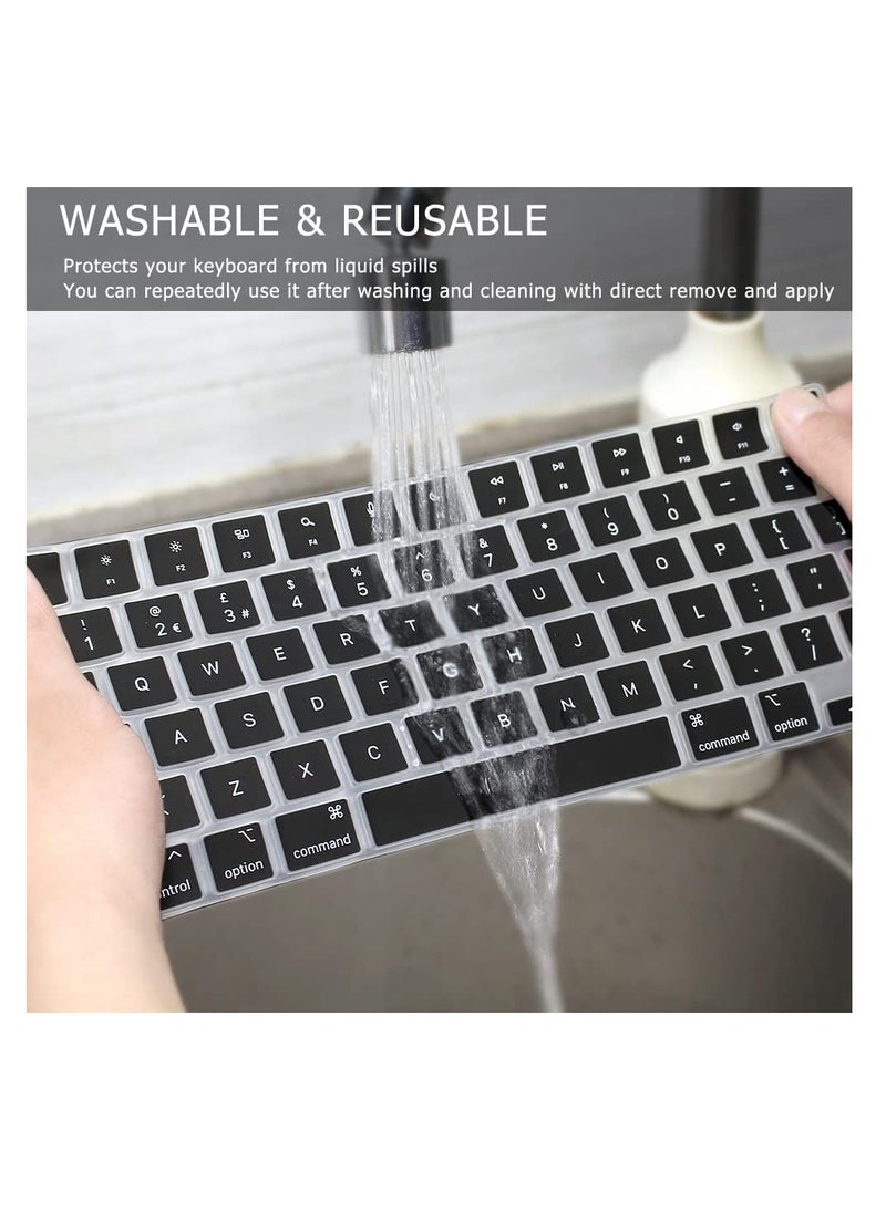 Generic Premium Keyboard Cover Skin Ultra Thin for MacBook Air 15" M4 M3 M2 (A3241/A3114/ A2941), Air 13.6"M4 M3 M2 (A3240/A3113/ A2681) 2024-2021, Pro 14" 16" M4 M3 M2 M1 (A3112/A3401/A3185/ A2442/ A2918/A2992/A2779/A3403/A3186/A2780/A2485/ A2991),Black  - Image 4