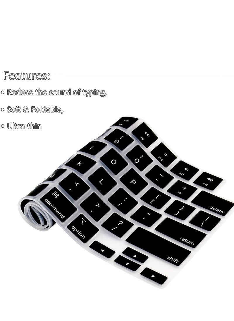 Generic Premium Keyboard Cover Skin Ultra Thin for MacBook Air 15" M4 M3 M2 (A3241/A3114/ A2941), Air 13.6"M4 M3 M2 (A3240/A3113/ A2681) 2024-2021, Pro 14" 16" M4 M3 M2 M1 (A3112/A3401/A3185/ A2442/ A2918/A2992/A2779/A3403/A3186/A2780/A2485/ A2991),Black  - Image 2