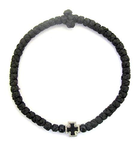 Iconsgr Handmade Christian Orthodox Komboskoini, Prayer Rope Bracelet Black - 5607 - Image 3
