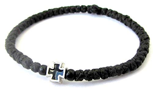 Iconsgr Handmade Christian Orthodox Komboskoini, Prayer Rope Bracelet Black - 5607 - Image 1