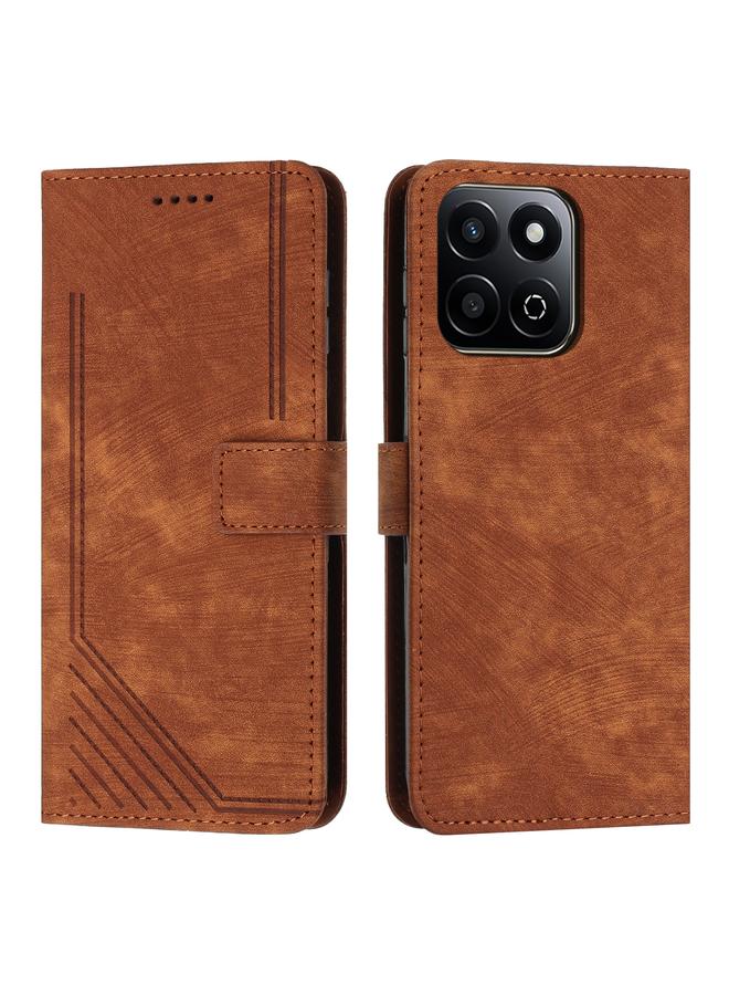 S-TOP Case For Honor X7c 4G / 200 Smart Skin Feel Stripe Pattern Leather Phone Case with Lanyard - Image 1