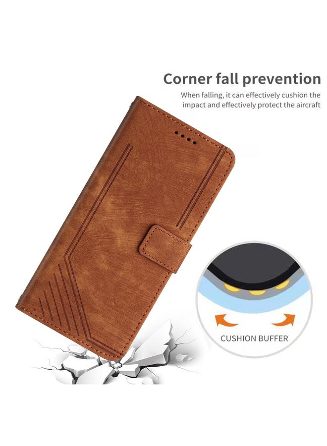 S-TOP Case For Honor X7c 4G / 200 Smart Skin Feel Stripe Pattern Leather Phone Case with Lanyard - Image 5