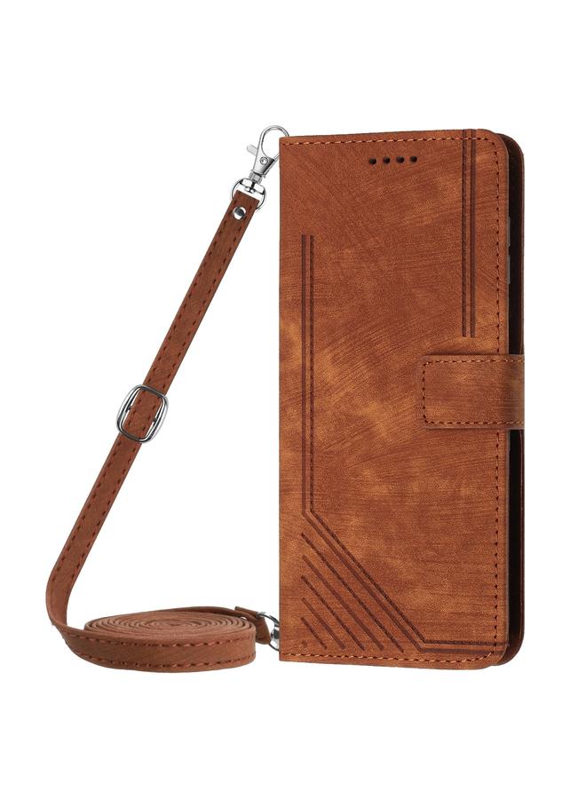 S-TOP Case For Honor X7c 4G / 200 Smart Skin Feel Stripe Pattern Leather Phone Case with Lanyard - Image 2