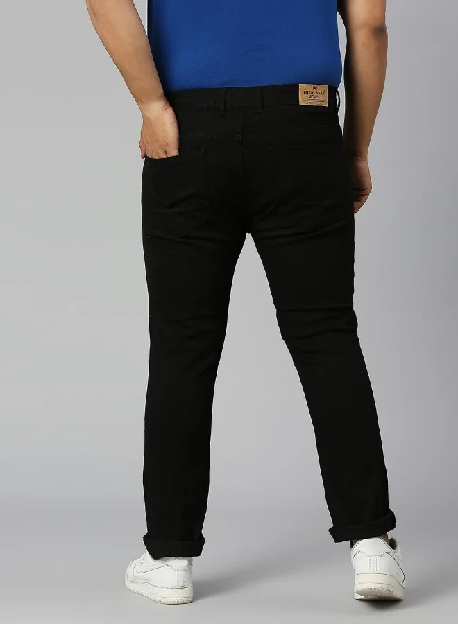 HIGH STAR  Men Black Mid Rise Clean Look Regular Fit Jeans for Men | Best Price UAE
