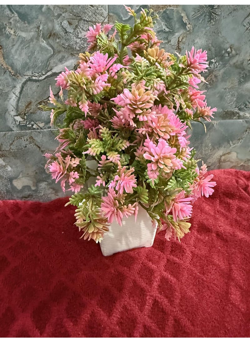 Generic MegaNest Artificial Pink Flower Bonsai Tree Lifelike Faux Plant for Home Office Decor Small Cute Potted Tree for Bedroom Living Room Balcony Kitchen and Garden Indoor Outdoor Centerpiece  - Image 4