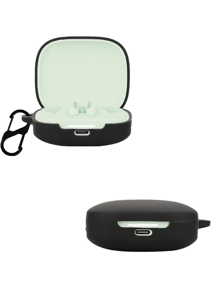 جراب سيليكون لسماعات Redmi Buds 6 مع حلقة تثبيت، ناعم ومرن، جراب مقاوم للصدمات فائق النحافة ومضاد للسقوط لسماعات Redmi Buds 6، أسود