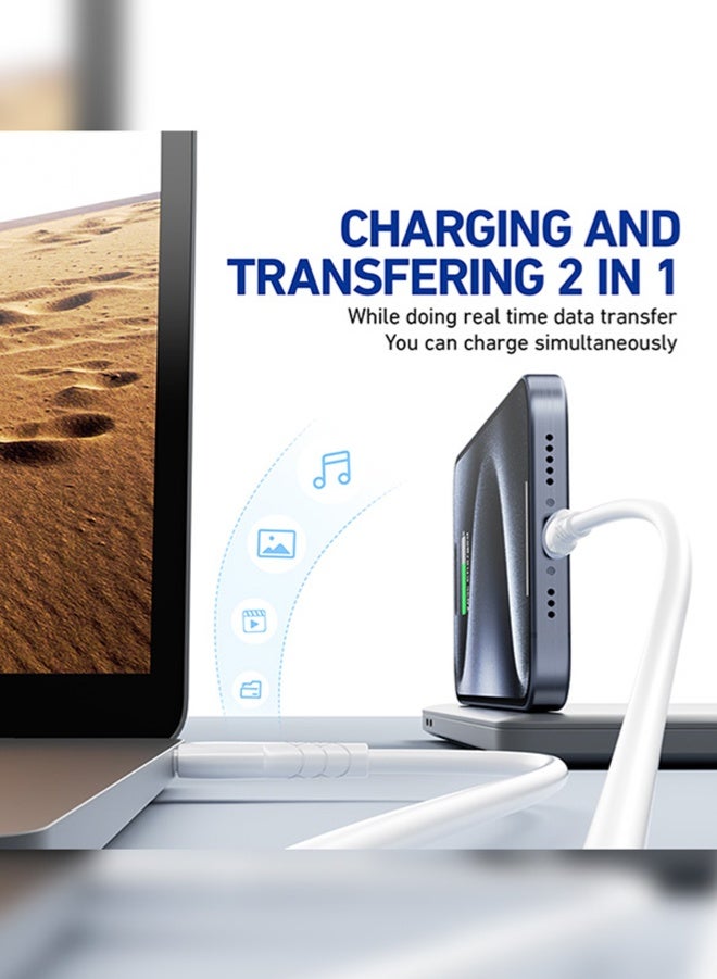 بافين كابل BAVIN USB-C بقدرة 60 واط، كابل USB-C إلى USB-C بطول 3 أمتار، Type-C إلى Type-C، كابل شحن USB-C لهاتف iPhone 15 وMacBook Pro 2020 وiPad Pro 2020 وNintendo Switch وهواتف Samsung Galaxy S20 Plus وS9 وS8 Plus وPixel وHuawei P60 وXiaomi وأجهزة الكمبيوتر المحمولة والمزيد - Image 5