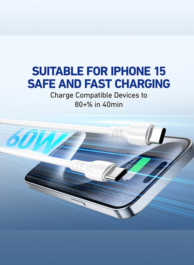 بافين كابل BAVIN USB-C بقدرة 60 واط، كابل USB-C إلى USB-C بطول 3 أمتار، Type-C إلى Type-C، كابل شحن USB-C لهاتف iPhone 15 وMacBook Pro 2020 وiPad Pro 2020 وNintendo Switch وهواتف Samsung Galaxy S20 Plus وS9 وS8 Plus وPixel وHuawei P60 وXiaomi وأجهزة الكمبيوتر المحمولة والمزيد - Image 4