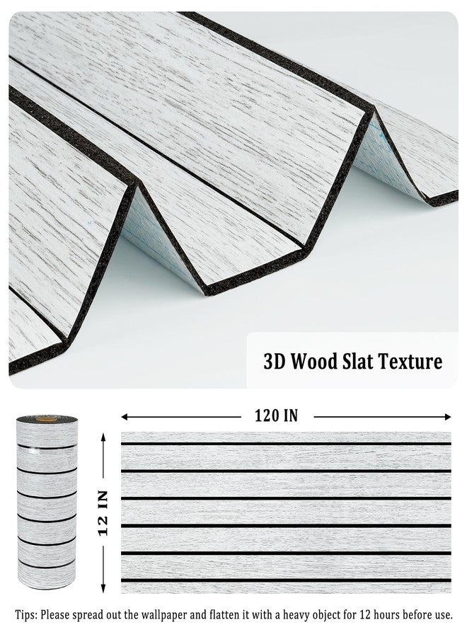 STICKEEP White/Grey 3D Wood Slat Panels for Walls Peel and Stick PVC Slat Wall Paneling Soundproof Self Adhesive Faux Wooden Slatted Panel for Wall Decor Interior Living Room Bedroom 120"x 12" - Image 5
