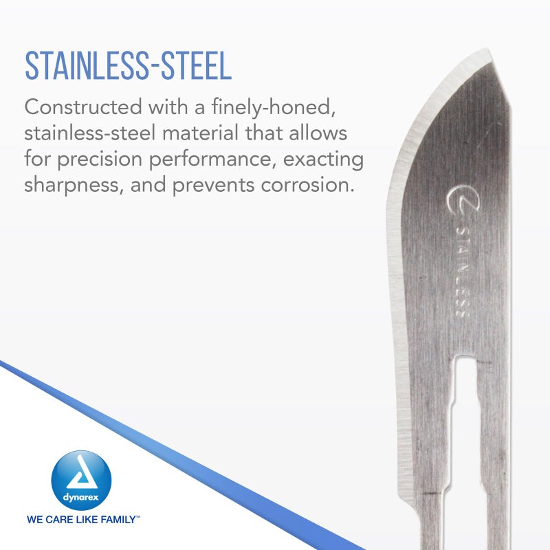 Dynarex Medi-Cut Stainless Steel Blade with Finely Honed Cutting Edge, Size #10, Sterile & Disposable, Box of 100 - Image 3
