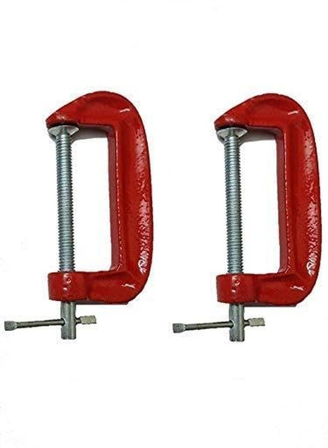 KROST Heavy Duty C and G Clamp Set, 8" C-Clamp for Metalworking, Woodworking, 8-Inch Max Jaw Opening, Red (Pack f 2)
