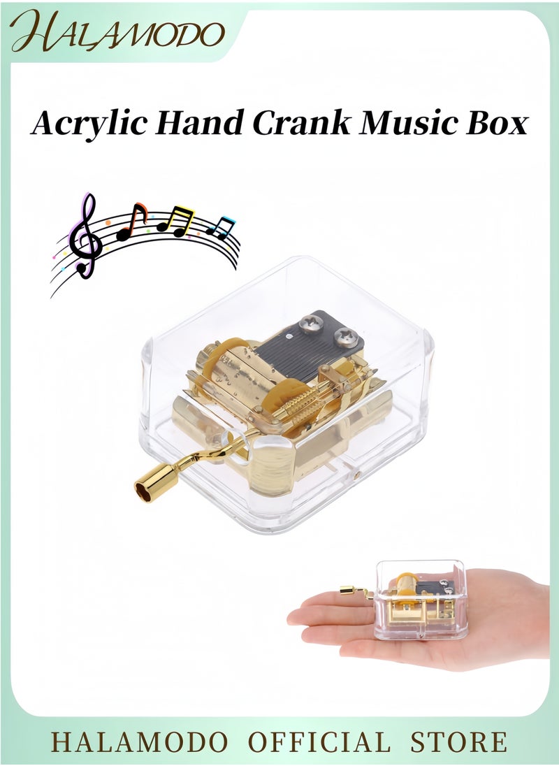 Generic Hand Crank Music Box Unique Transparent Acrylic Music Box Mini Vintage Musical Boxes Home Decorations Exquisite Gifts for Mom  Dad  Daughter  Son  - Image 1