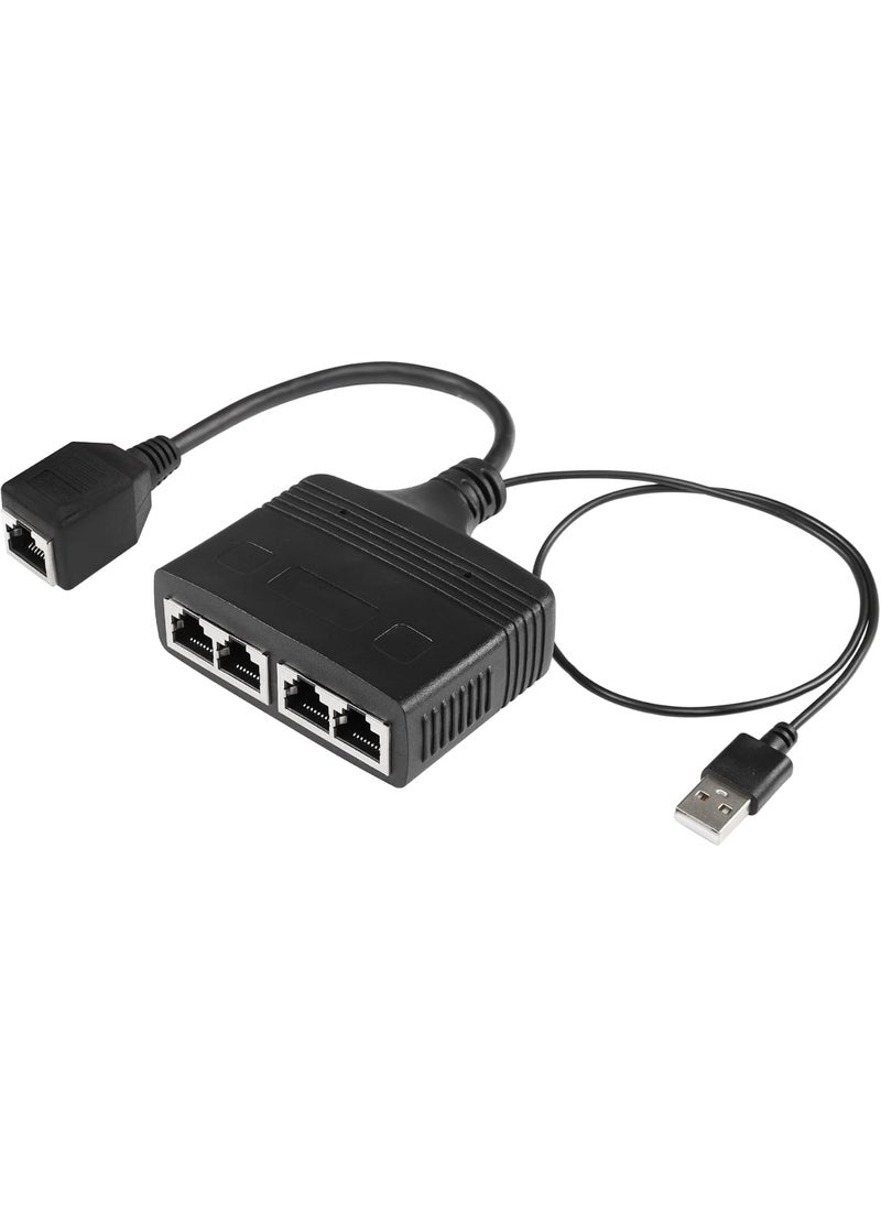 SinLoon SinLoon RJ45 Network Splitter Adapter Ethernet Cable Splitter 1 to 4 Internet Splitter 100Mbps High Speed LAN Network Splitter4 Devices Share The Internet at The Same Time Black Female 1 to 4  - Image 1