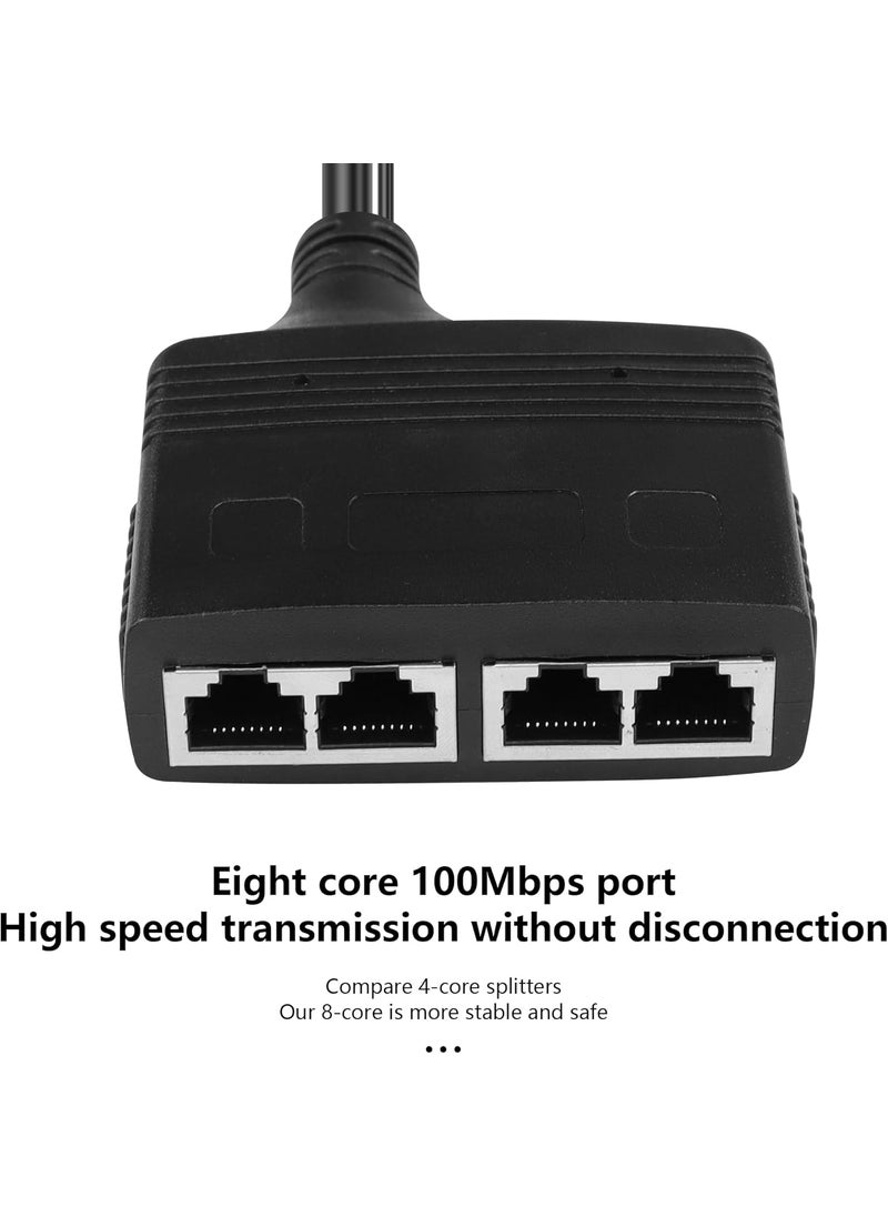 SinLoon SinLoon RJ45 Network Splitter Adapter Ethernet Cable Splitter 1 to 4 Internet Splitter 100Mbps High Speed LAN Network Splitter4 Devices Share The Internet at The Same Time Black Female 1 to 4  - Image 4