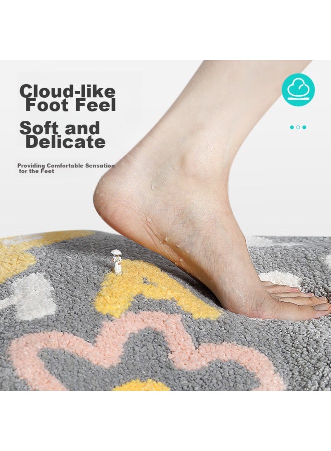 Dajiang Flocked Bathroom Mat, Non-slip Absorbent Foot Mat, 40x60cm - Image 3