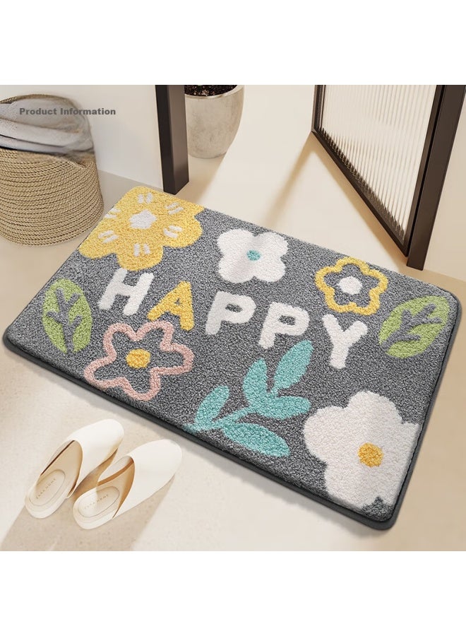 Dajiang Flocked Bathroom Mat, Non-slip Absorbent Foot Mat, 40x60cm - Image 1