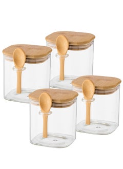Dania 4 Piece Clear Glass Storage Canister Set with Bamboo Wood Lid  - Image 1