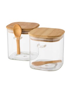 Dania 4 Piece Clear Glass Storage Canister Set with Bamboo Wood Lid  - Image 3