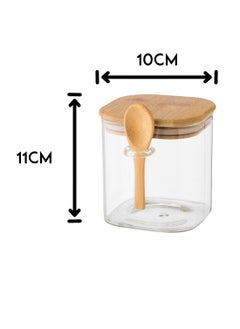 Dania 4 Piece Clear Glass Storage Canister Set with Bamboo Wood Lid  - Image 5