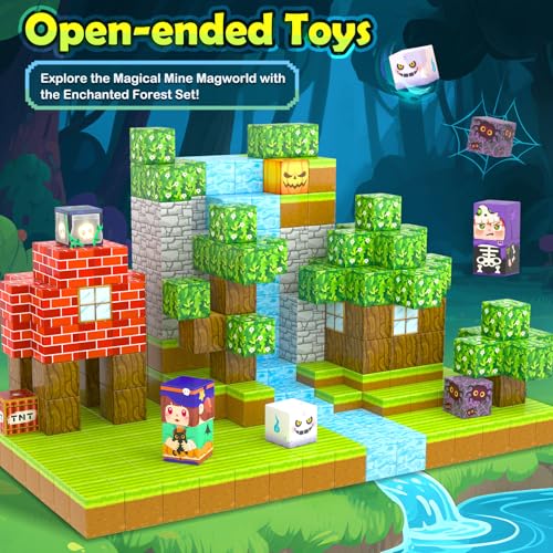 Toylogy 150 قطعة كتل مغناطيسية كبيرة لبناء عالم المغناطيس في الغابة ألعاب للأطفال في الفصول الدراسية ضرورية للأطفال الصغار ألعاب مغناطيسية للأولاد والبنات 35 68 STEM مونتيسوري ألعاب حسية ألعاب خارجية هدايا - Image 5