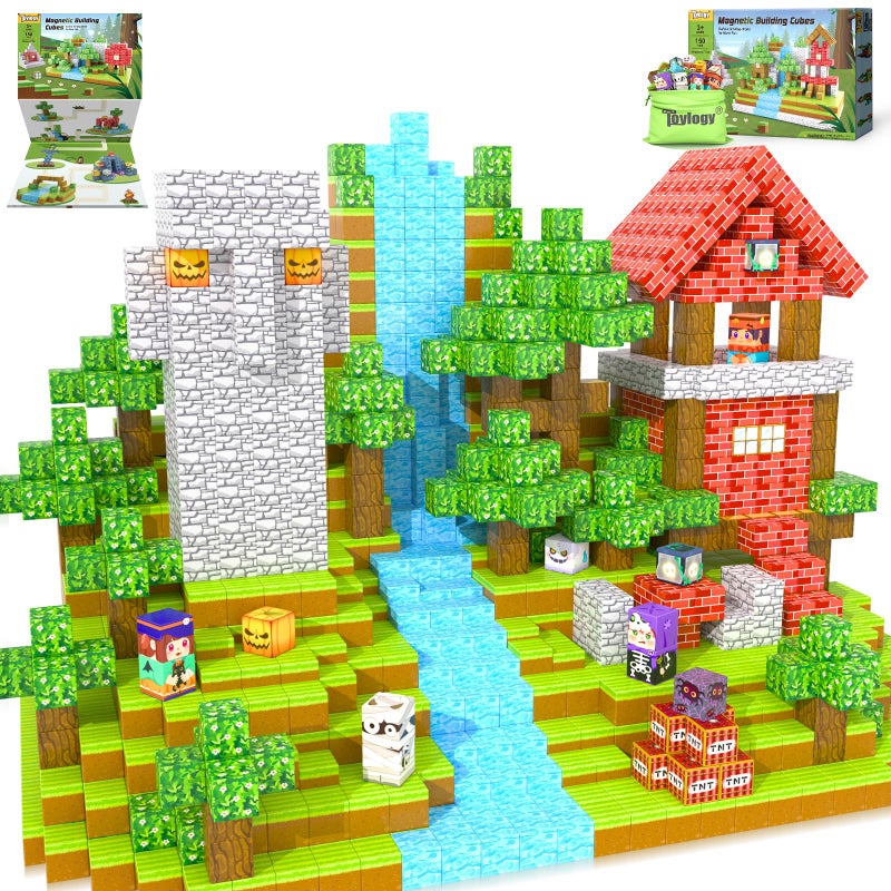 Toylogy 150 قطعة كتل مغناطيسية كبيرة لبناء عالم المغناطيس في الغابة ألعاب للأطفال في الفصول الدراسية ضرورية للأطفال الصغار ألعاب مغناطيسية للأولاد والبنات 35 68 STEM مونتيسوري ألعاب حسية ألعاب خارجية هدايا - Image 3